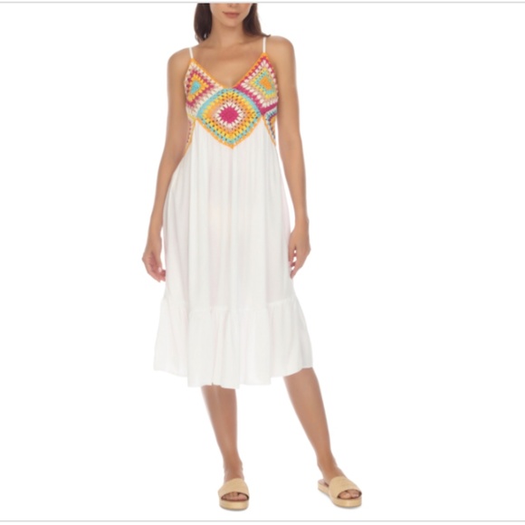 Raviya Other - NWT Raviya Women's Crochet-Bodice MIDI Dress Cover-up - White